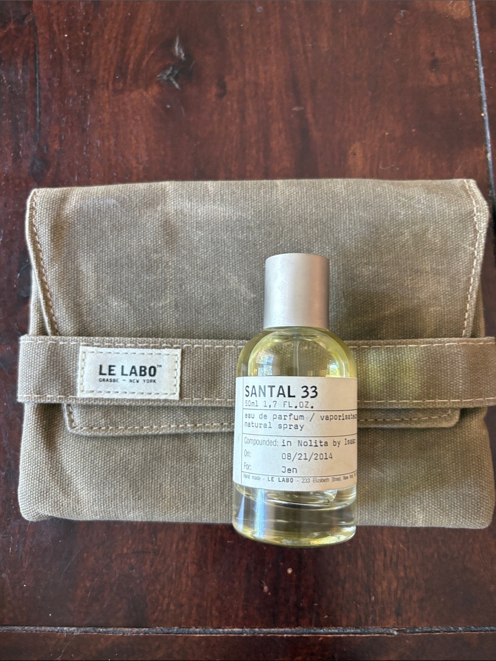Le Labo Santal 33 with Tan Canvas Pouch